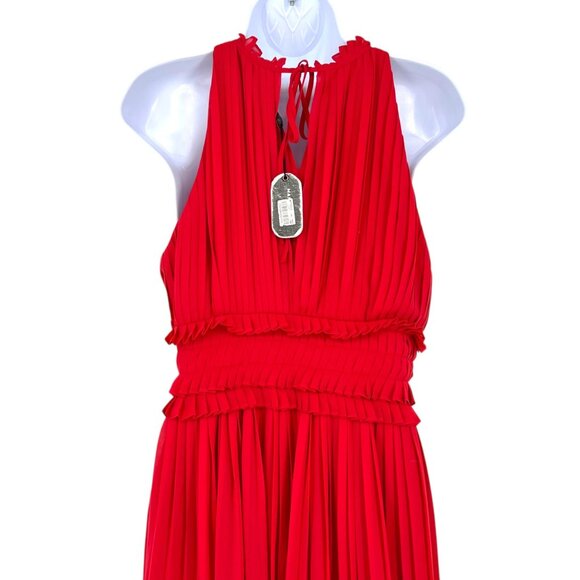 Max Studio Red Pleated Halter Dress Cocktail Party Elegant Size Medium NWT - Picture 6 of 15